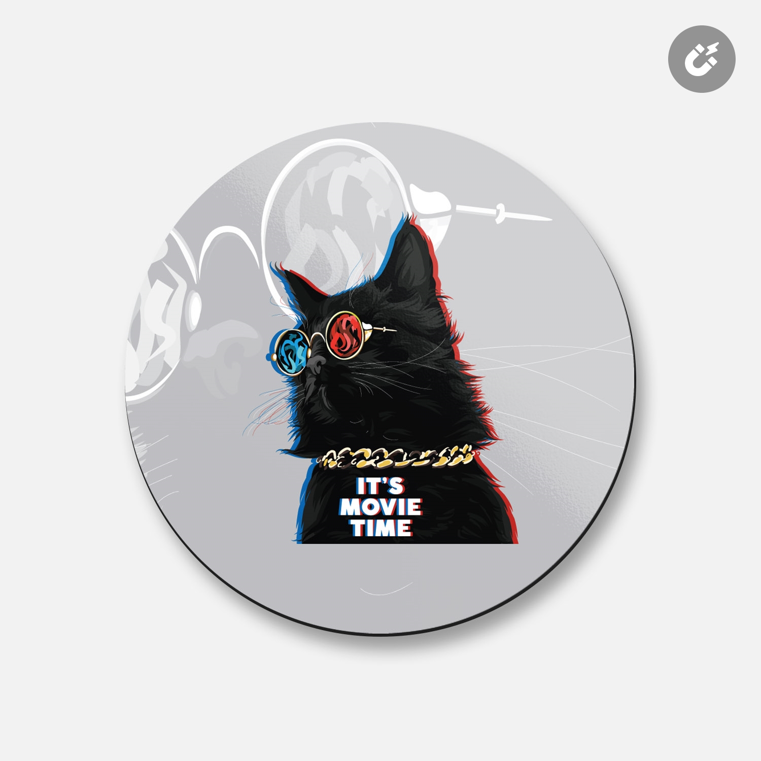 Funny d Cat Its Movie Time Animal | 4'' X 4'' Round  Decorative Magnet | eBay